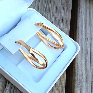 Jacmel Gold Over Sterling Silver Double Hoop Earrings